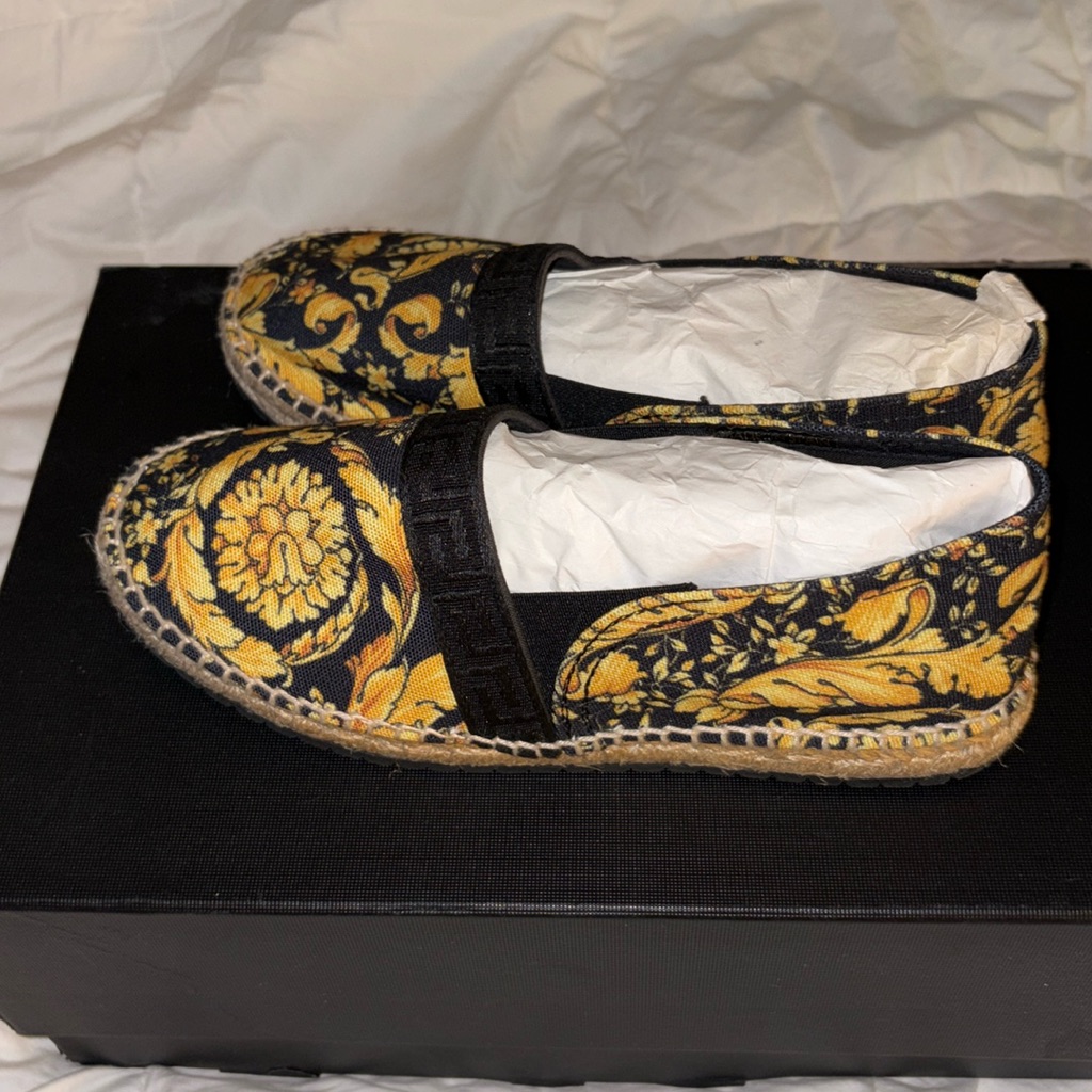 Versace Kids Black Barocco Espadrilles
